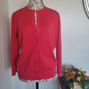 Ann Taylor Cardigan Sweater Bright Pink Size M